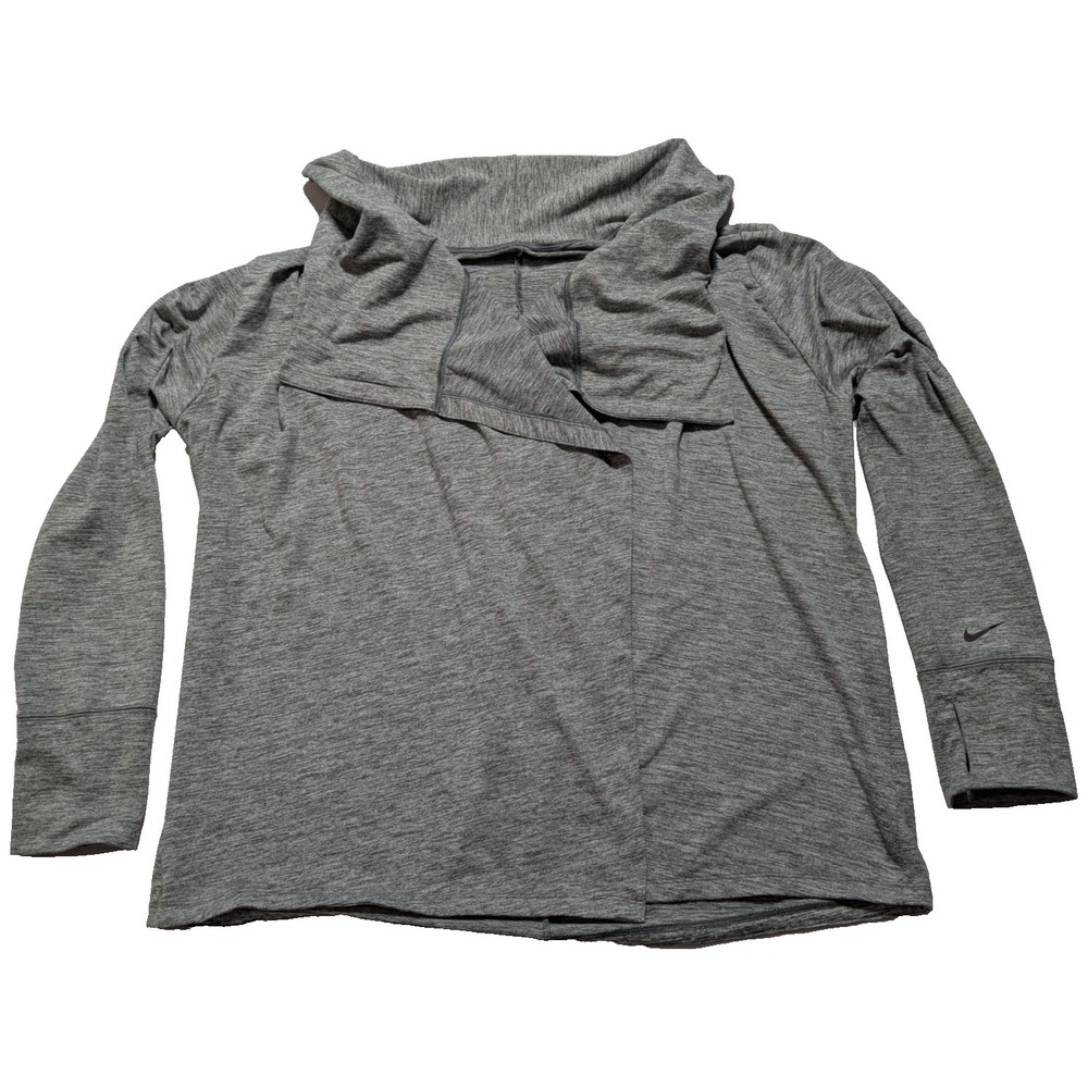 NIKE DRI-FIT Yoga Collection Open Front Cardigan Green Marl - Women XL CD3210